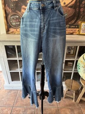 REBA Blue Ruffle Hem Women's Jeans-Sz 16